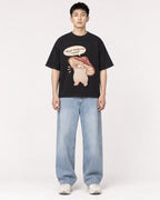 Mockup Boxy Heavyweight Tee Black male full-body 21