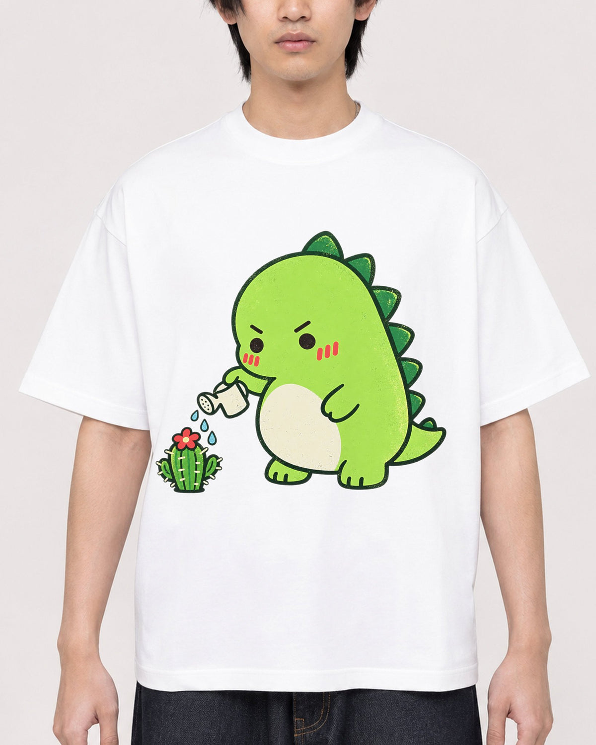 Mockup Boxy Heavyweight Tee White male close-up 11