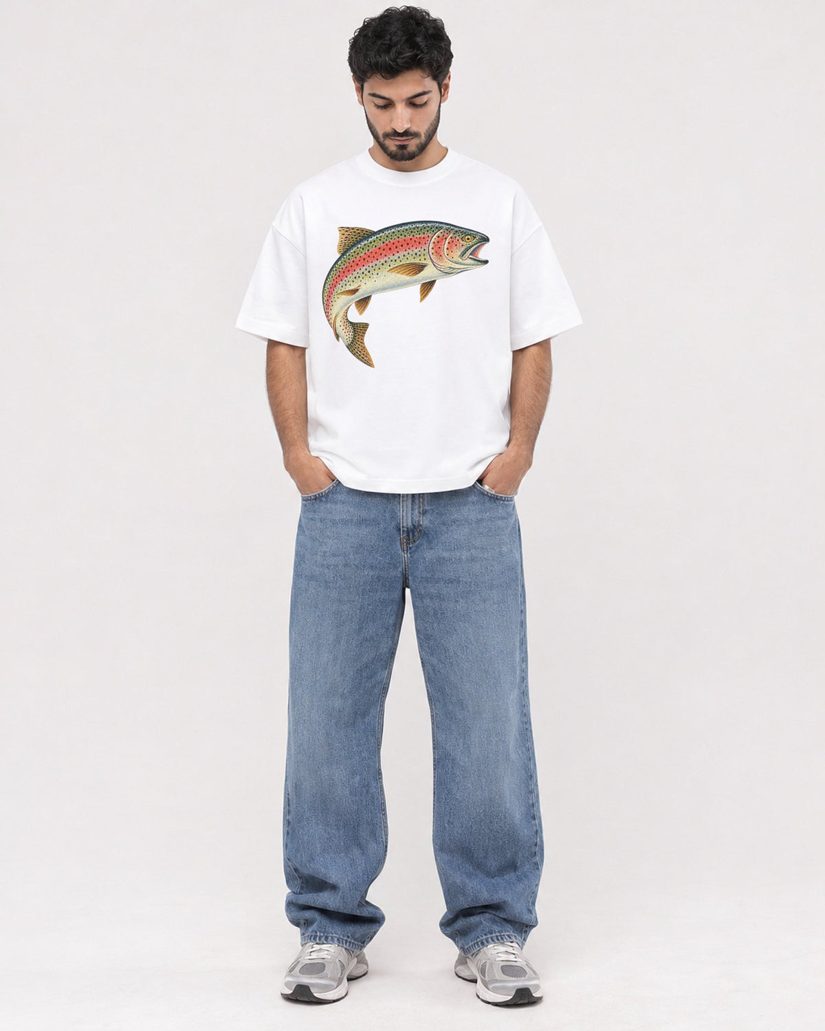 Mockup Boxy Heavyweight Tee White male full-body 07