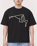 Mockup Boxy Heavyweight Tee Black male close-up 13