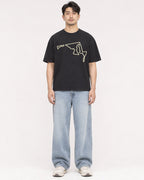 Mockup Boxy Heavyweight Tee Black male full-body 13