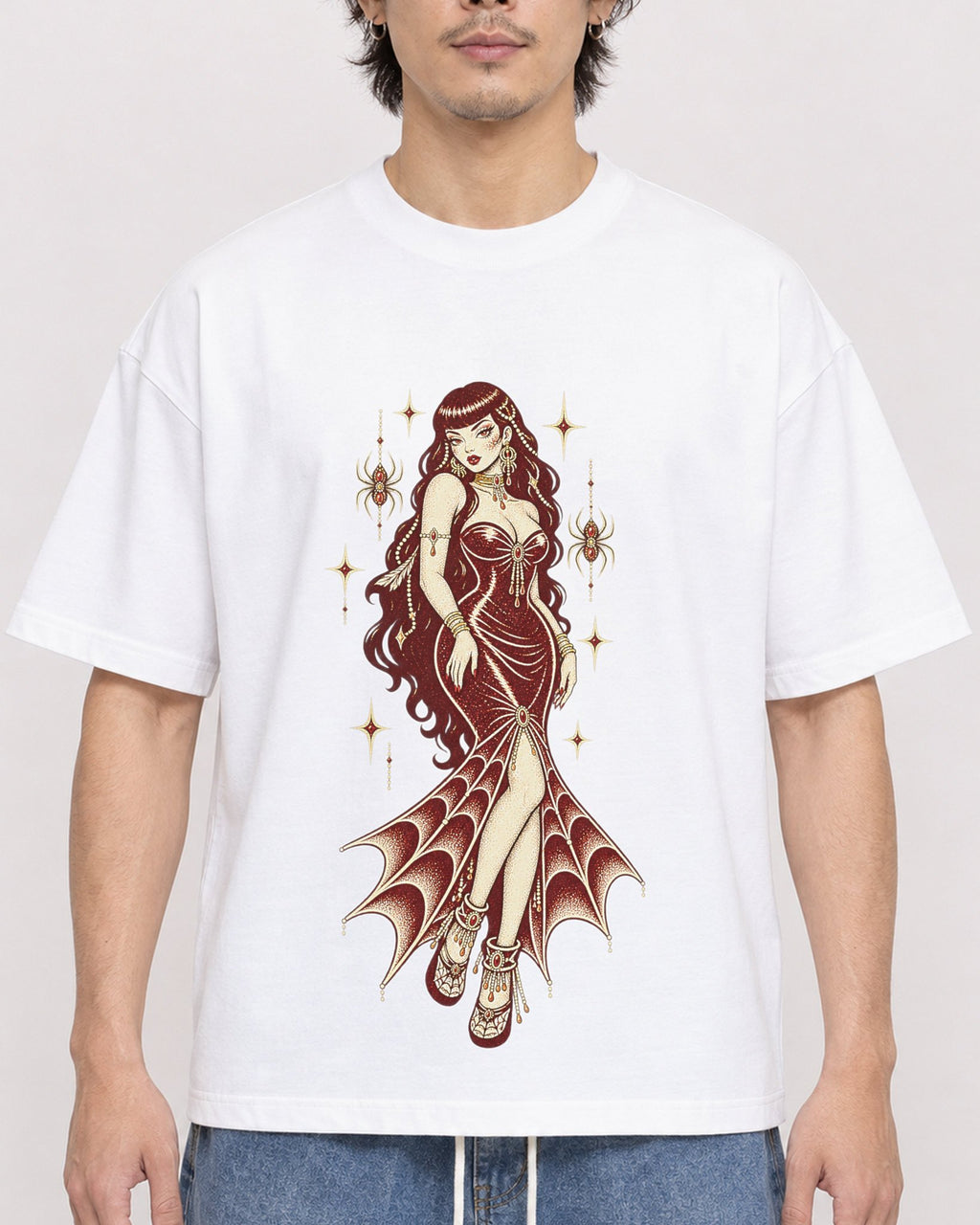 Mockup Boxy Heavyweight Tee White male close-up 03