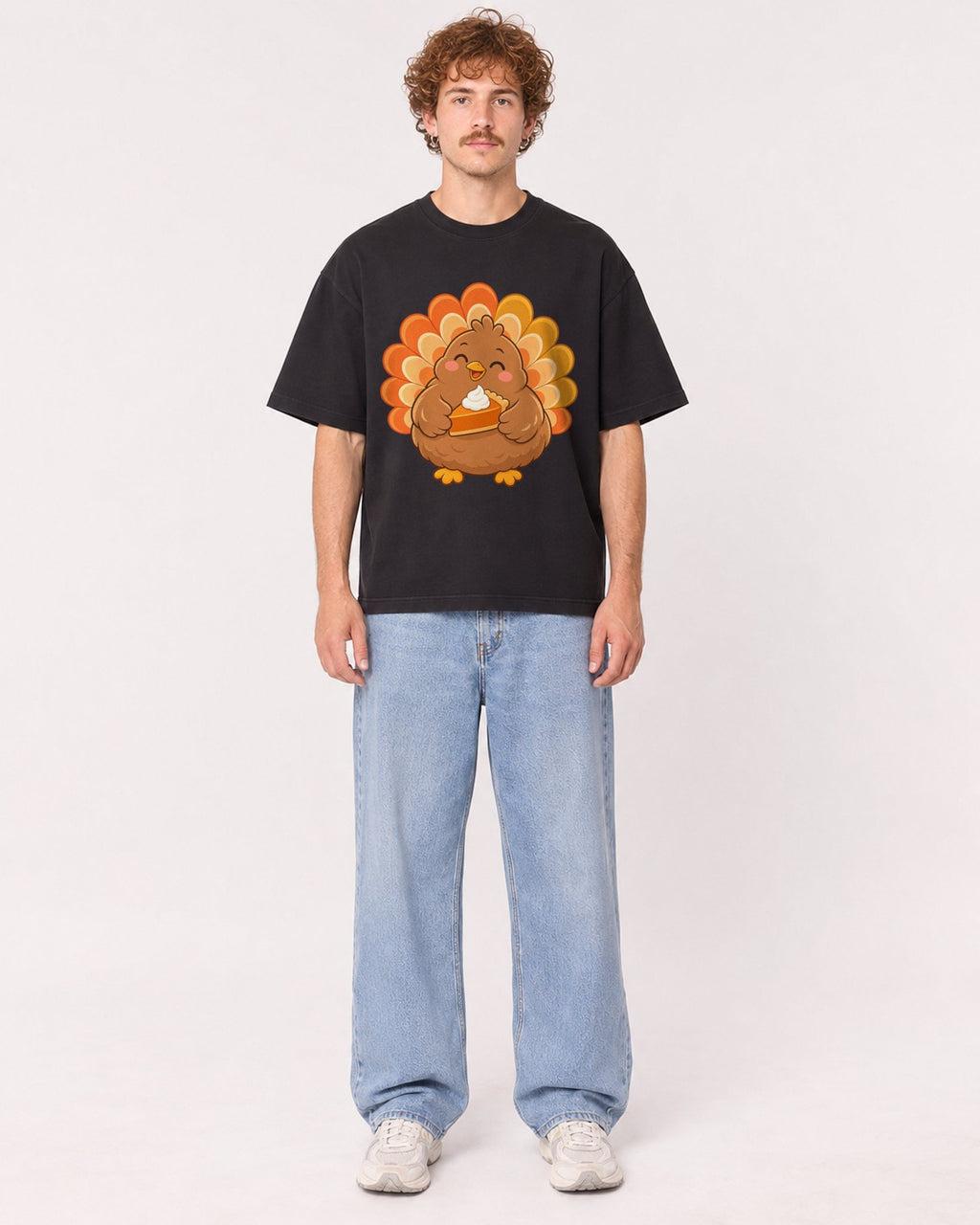 Mockup Boxy Heavyweight Tee Black male full-body 09