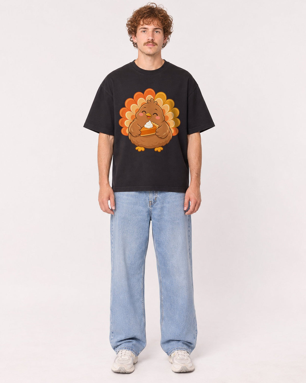 Mockup Boxy Heavyweight Tee Black male full-body 09