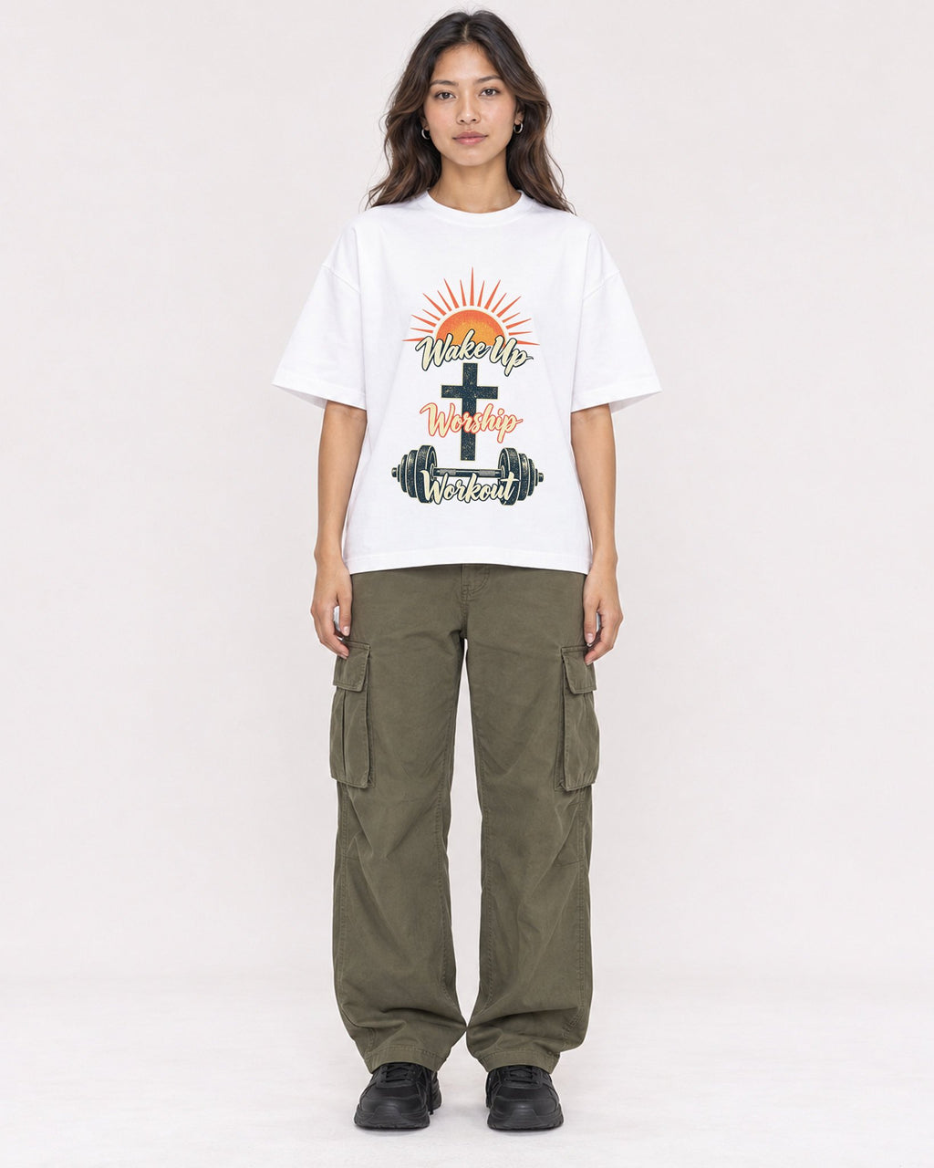 Mockup Boxy Heavyweight Tee White female full-body 02