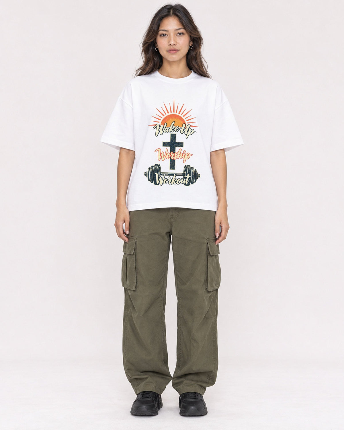 Mockup Boxy Heavyweight Tee White female full-body 02