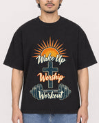 Mockup Boxy Heavyweight Tee Black male close-up 02