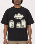 Mockup Boxy Heavyweight Tee Black male close-up 04