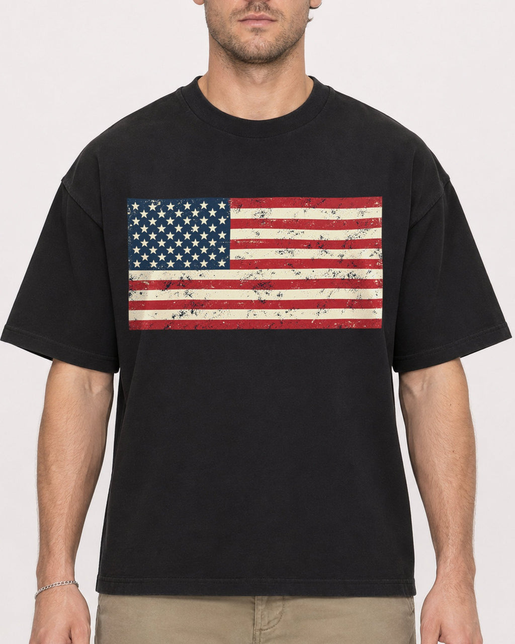 Mockup Boxy Heavyweight Tee Black male close-up 08