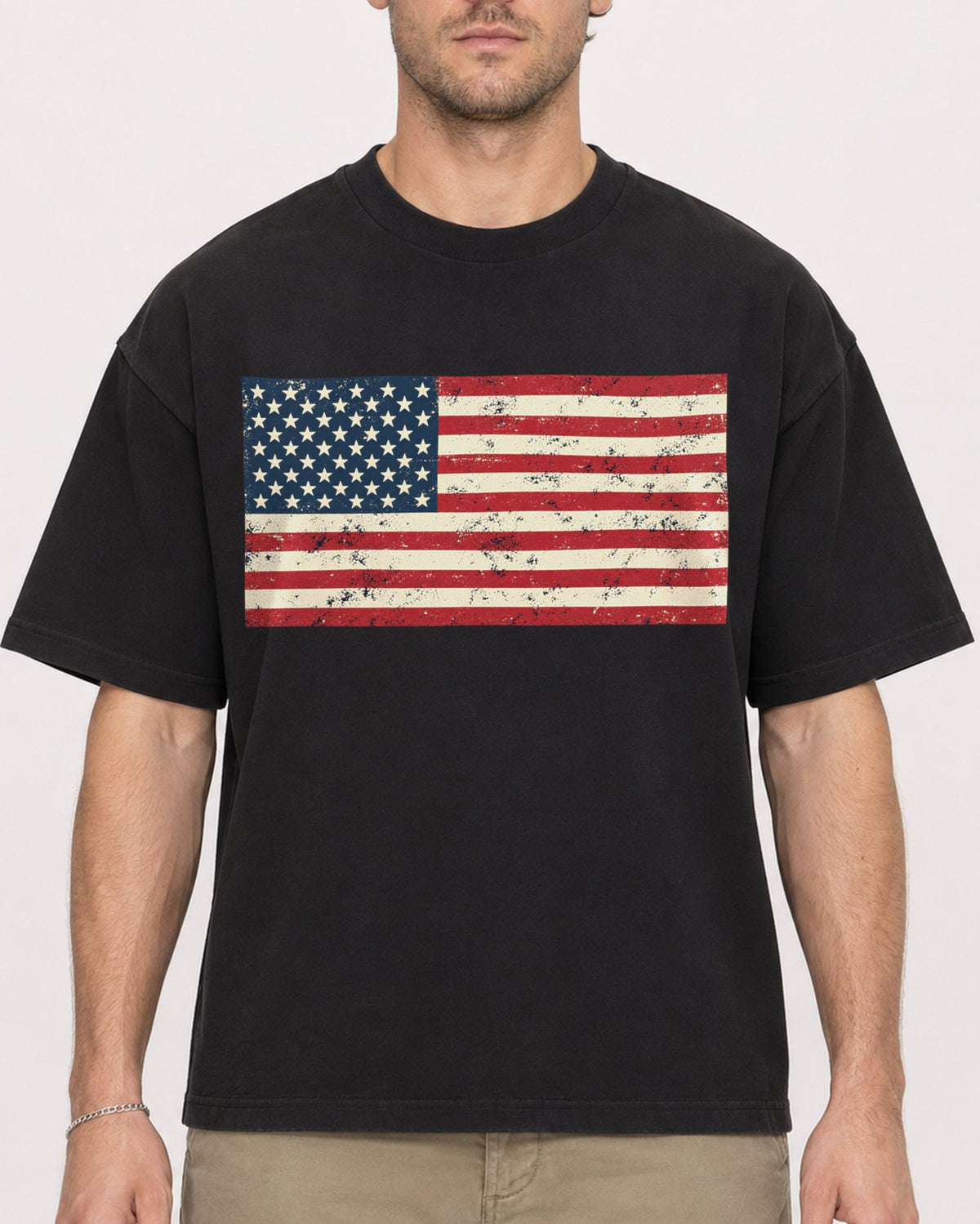 Mockup Boxy Heavyweight Tee Black male close-up 08