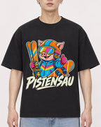 Mockup Boxy Heavyweight Tee Black male close-up 01