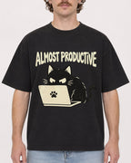 Mockup Boxy Heavyweight Tee Black male close-up 09