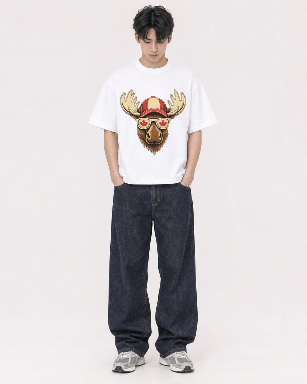 Mockup Boxy Heavyweight Tee White male full-body 31