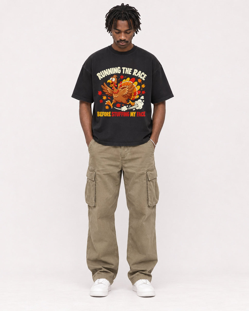 Mockup Boxy Heavyweight Tee Black male full-body 04