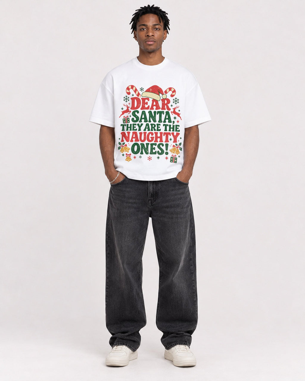 Mockup Boxy Heavyweight Tee White male full-body 05