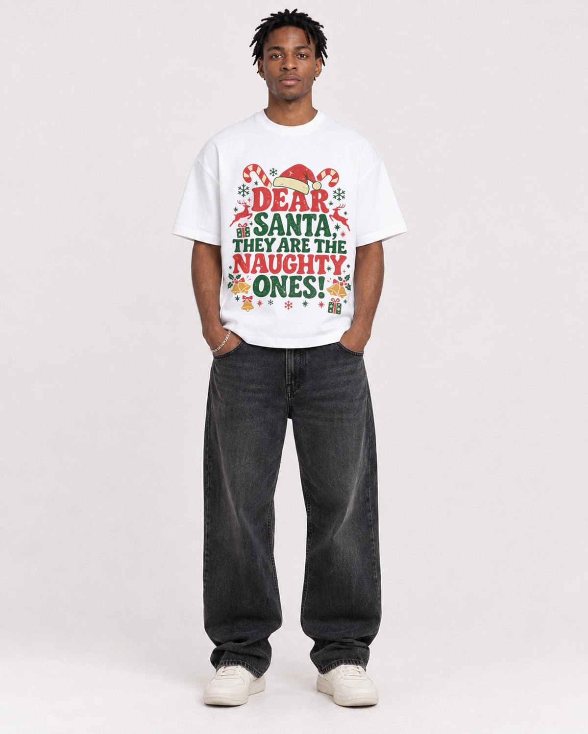 Mockup Boxy Heavyweight Tee White male full-body 05