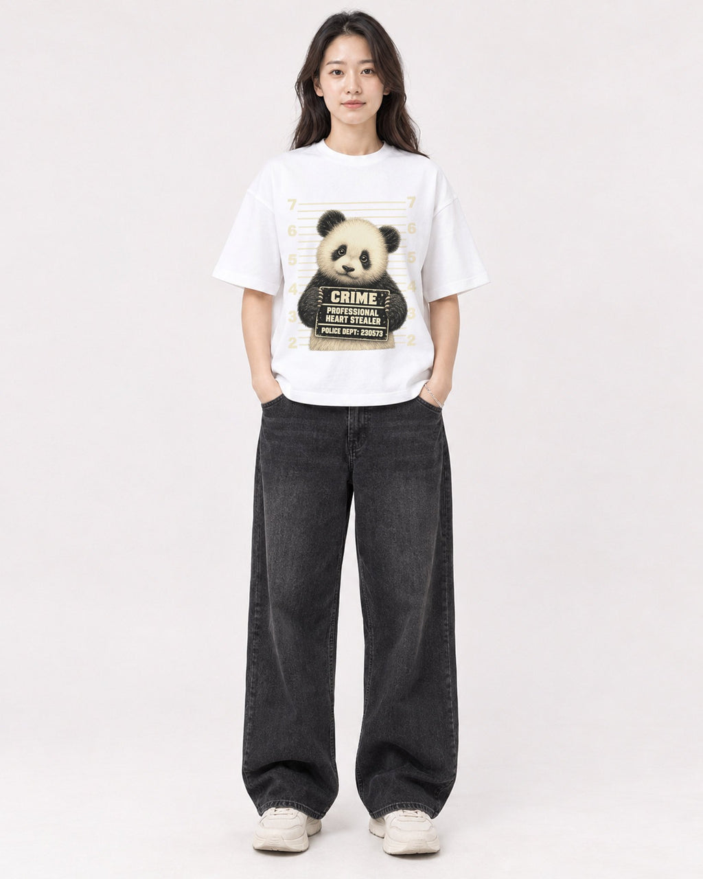 Mockup Boxy Heavyweight Tee White female full-body 03