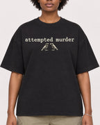 Mockup Boxy Heavyweight Tee Black female close-up 14