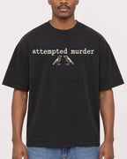 Mockup Boxy Heavyweight Tee Black male close-up 14