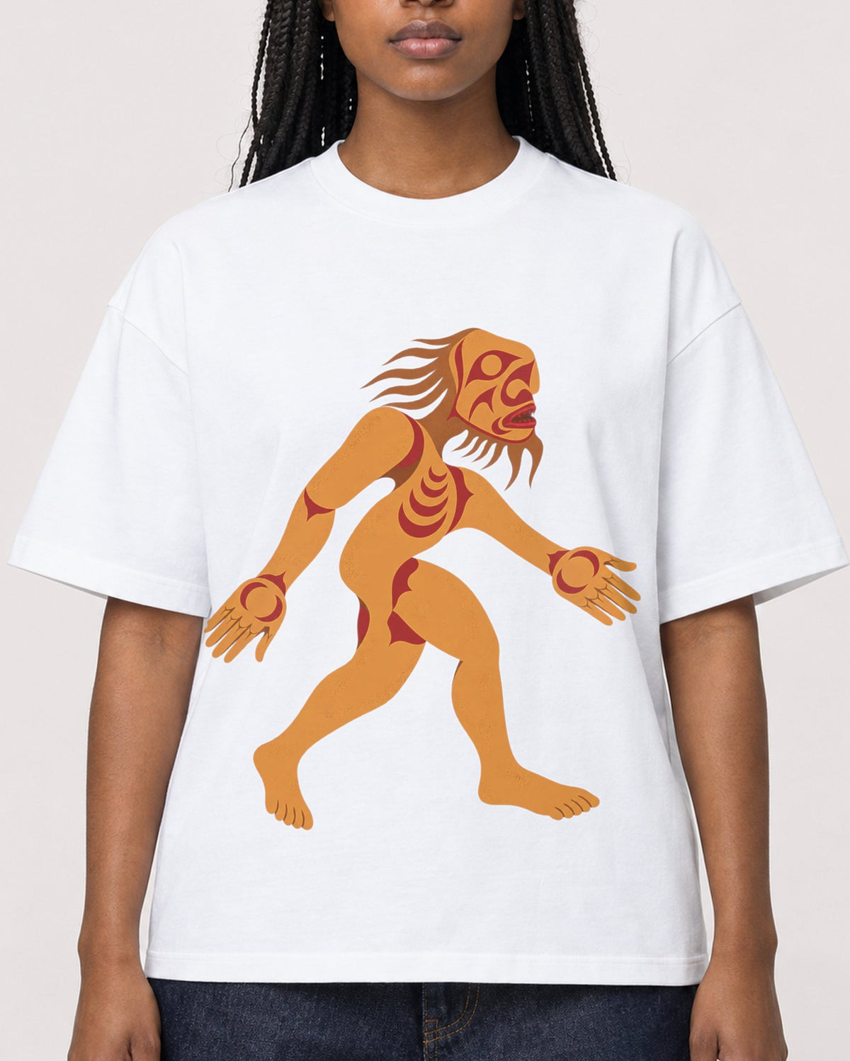 Mockup Boxy Heavyweight Tee White female close-up 04