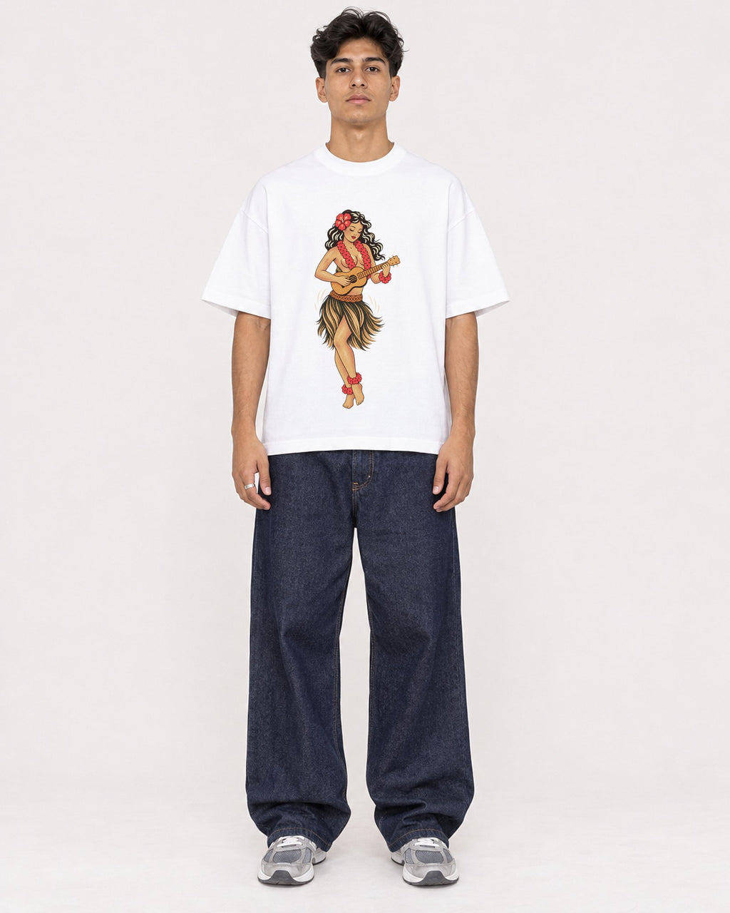 Mockup Boxy Heavyweight Tee White male full-body 16