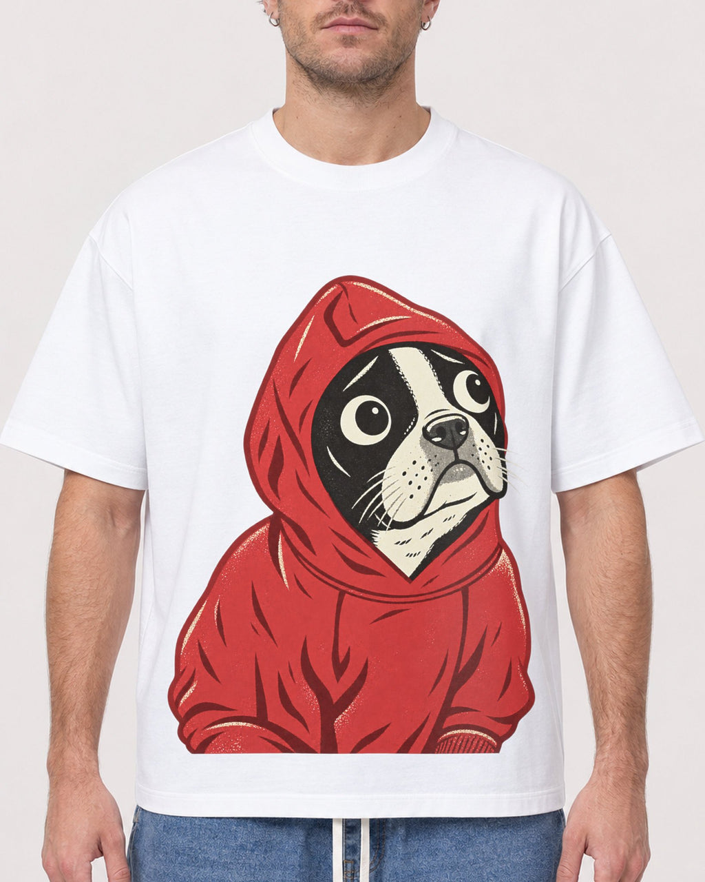 Mockup Boxy Heavyweight Tee White male close-up 08