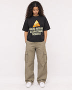 Mockup Boxy Heavyweight Tee Black female full-body 10