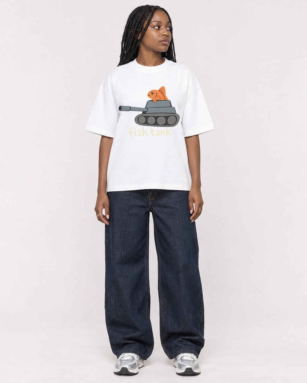 Mockup Boxy Heavyweight Tee White female full-body 04