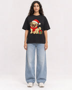 Mockup Boxy Heavyweight Tee Black female full-body 07