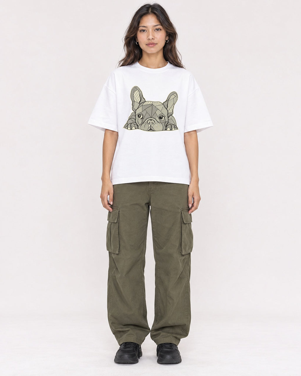 Mockup Boxy Heavyweight Tee White female full-body 02
