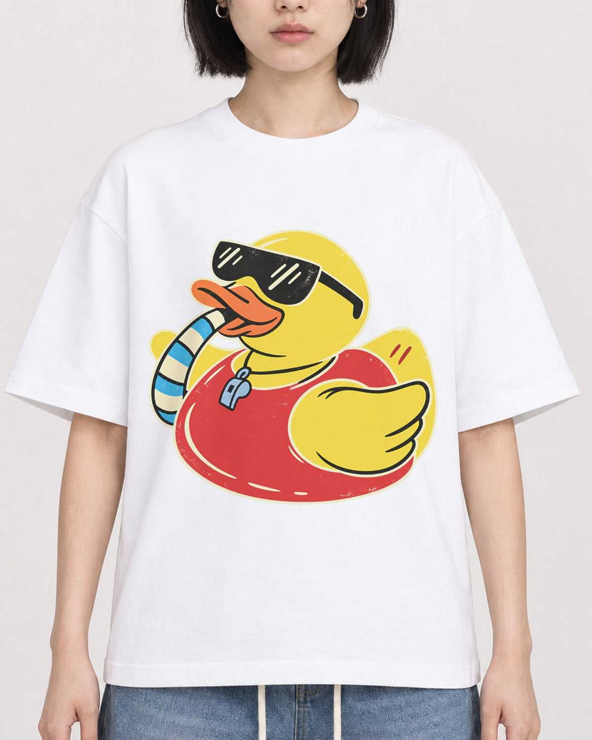 Mockup Boxy Heavyweight Tee White female close-up 11
