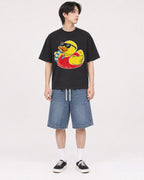 Mockup Boxy Heavyweight Tee Black male full-body 11