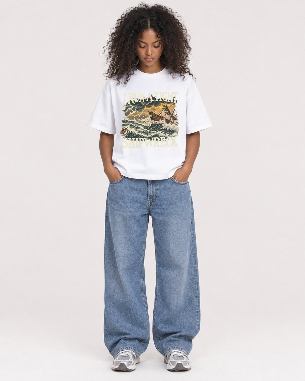 Mockup Boxy Heavyweight Tee White female full-body 05