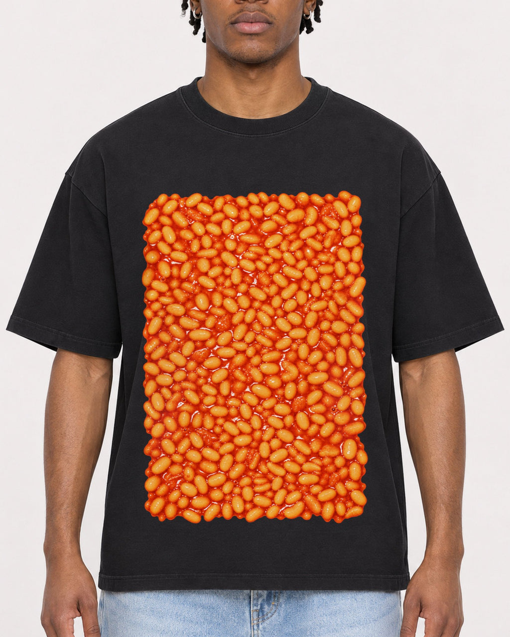 Mockup Boxy Heavyweight Tee Black male close-up 05