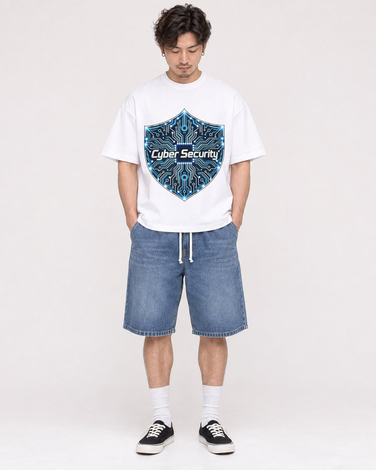 Mockup Boxy Heavyweight Tee White male full-body 03