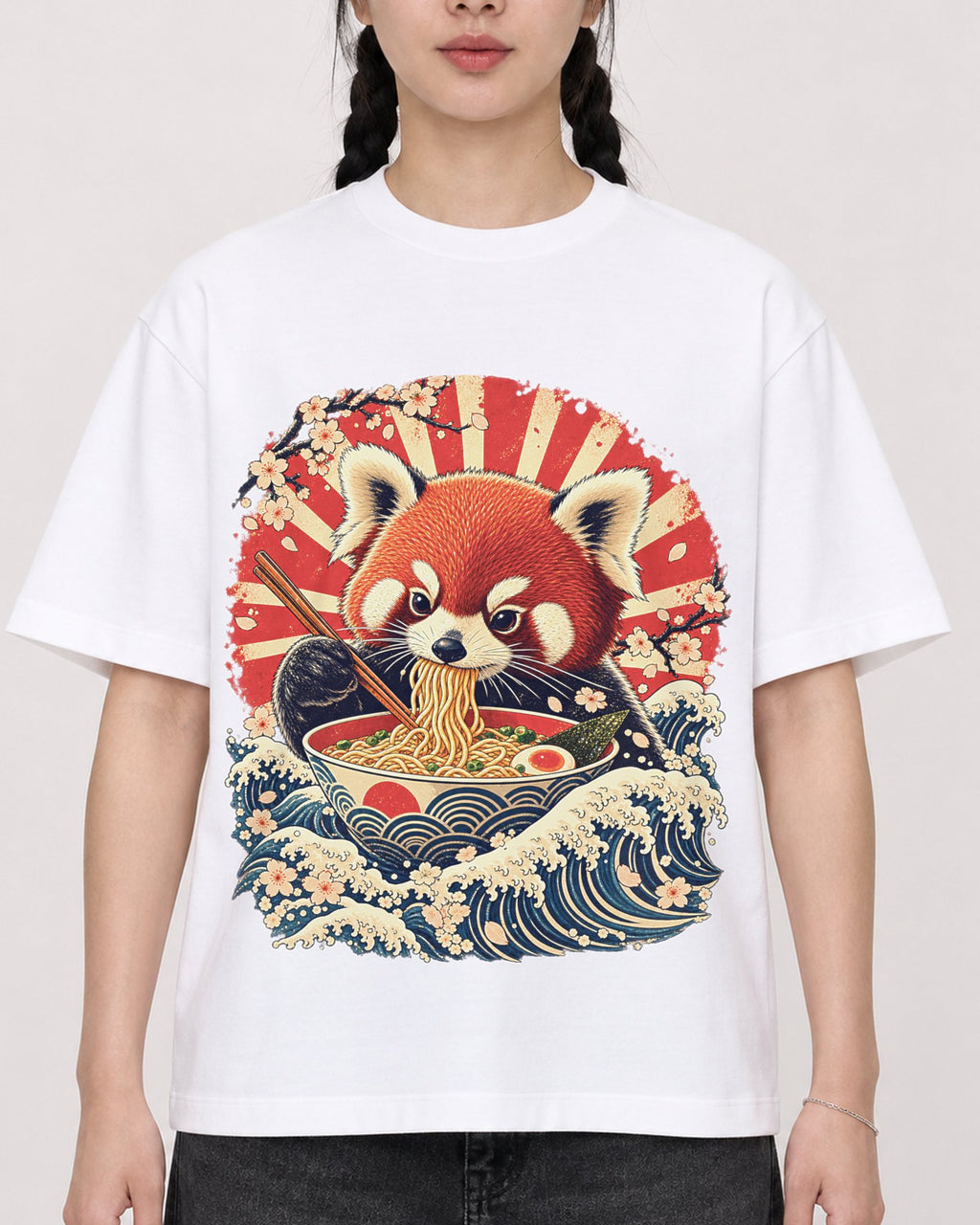 Mockup Boxy Heavyweight Tee White female close-up 43