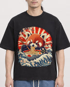 Mockup Boxy Heavyweight Tee Black male close-up 43
