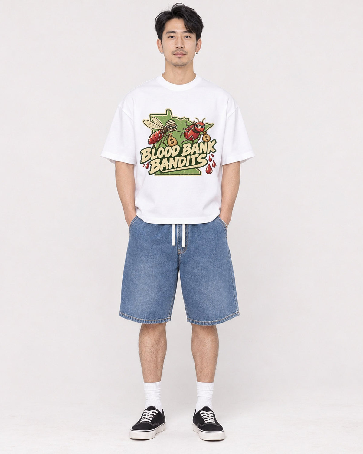 Mockup Boxy Heavyweight Tee White male full-body 13