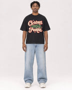 Mockup Boxy Heavyweight Tee Black male full-body 05
