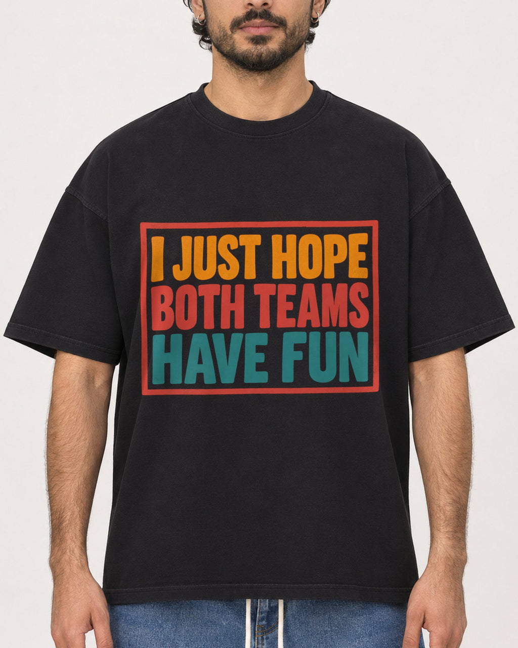 Mockup Boxy Heavyweight Tee Black male close-up 47