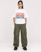 Mockup Boxy Heavyweight Tee White female full-body 47