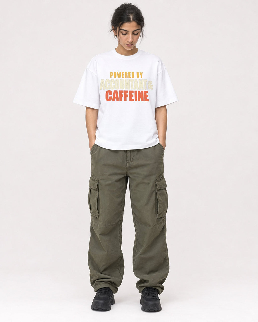 Mockup Boxy Heavyweight Tee White female full-body 17
