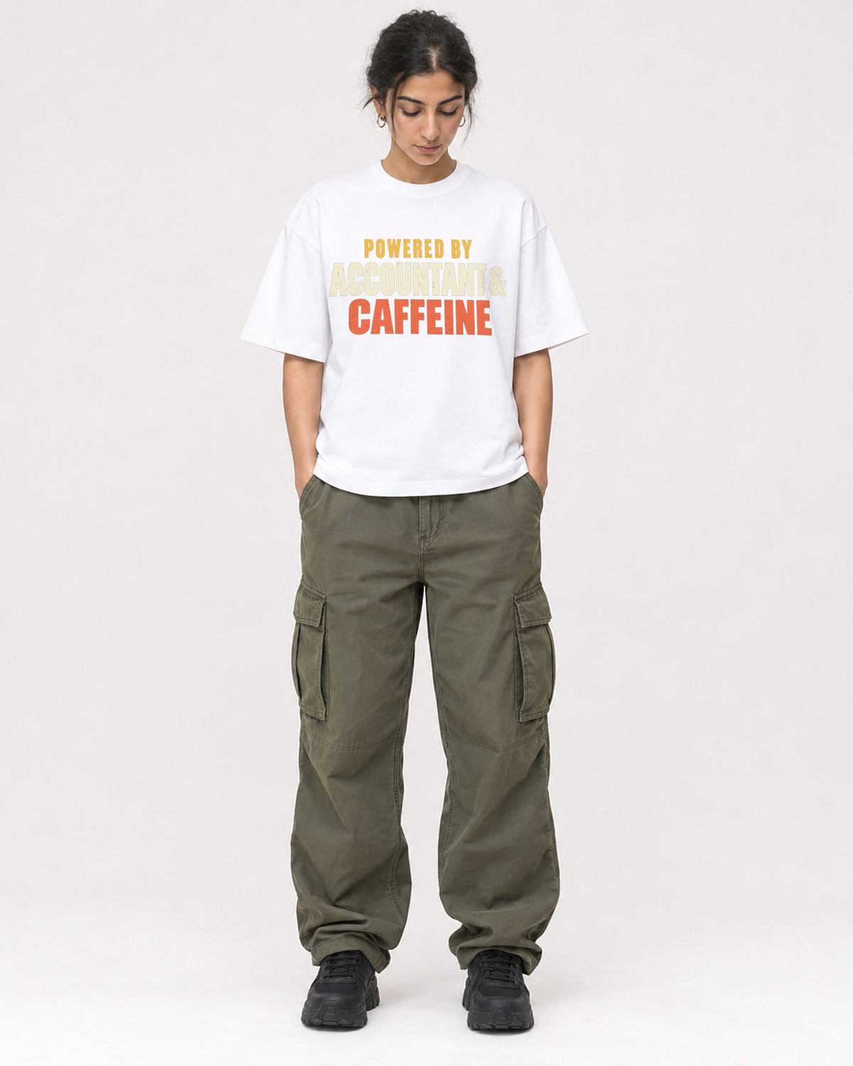 Mockup Boxy Heavyweight Tee White female full-body 17