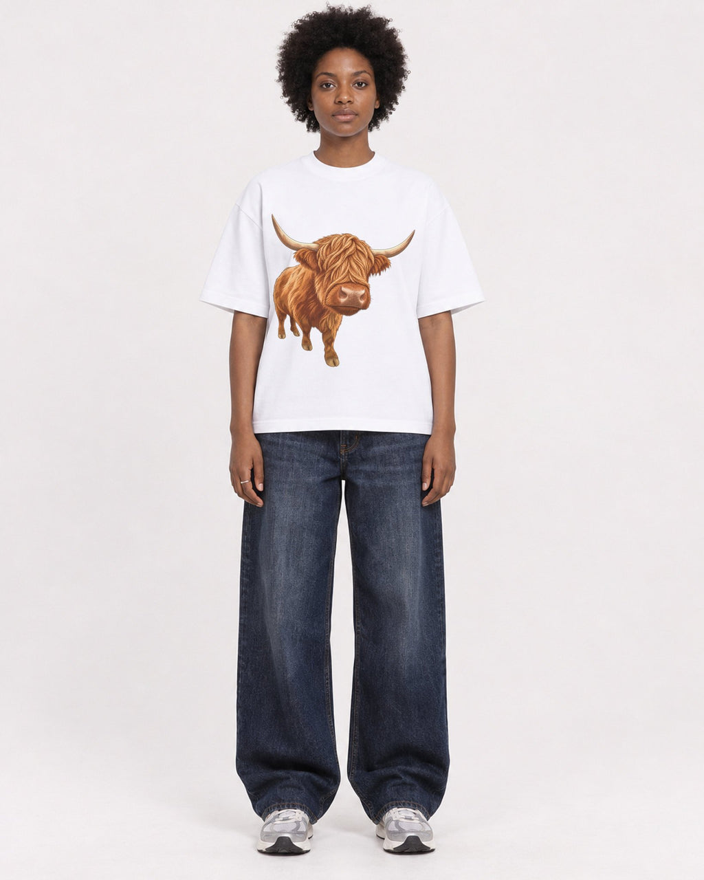 Mockup Boxy Heavyweight Tee White female full-body 14