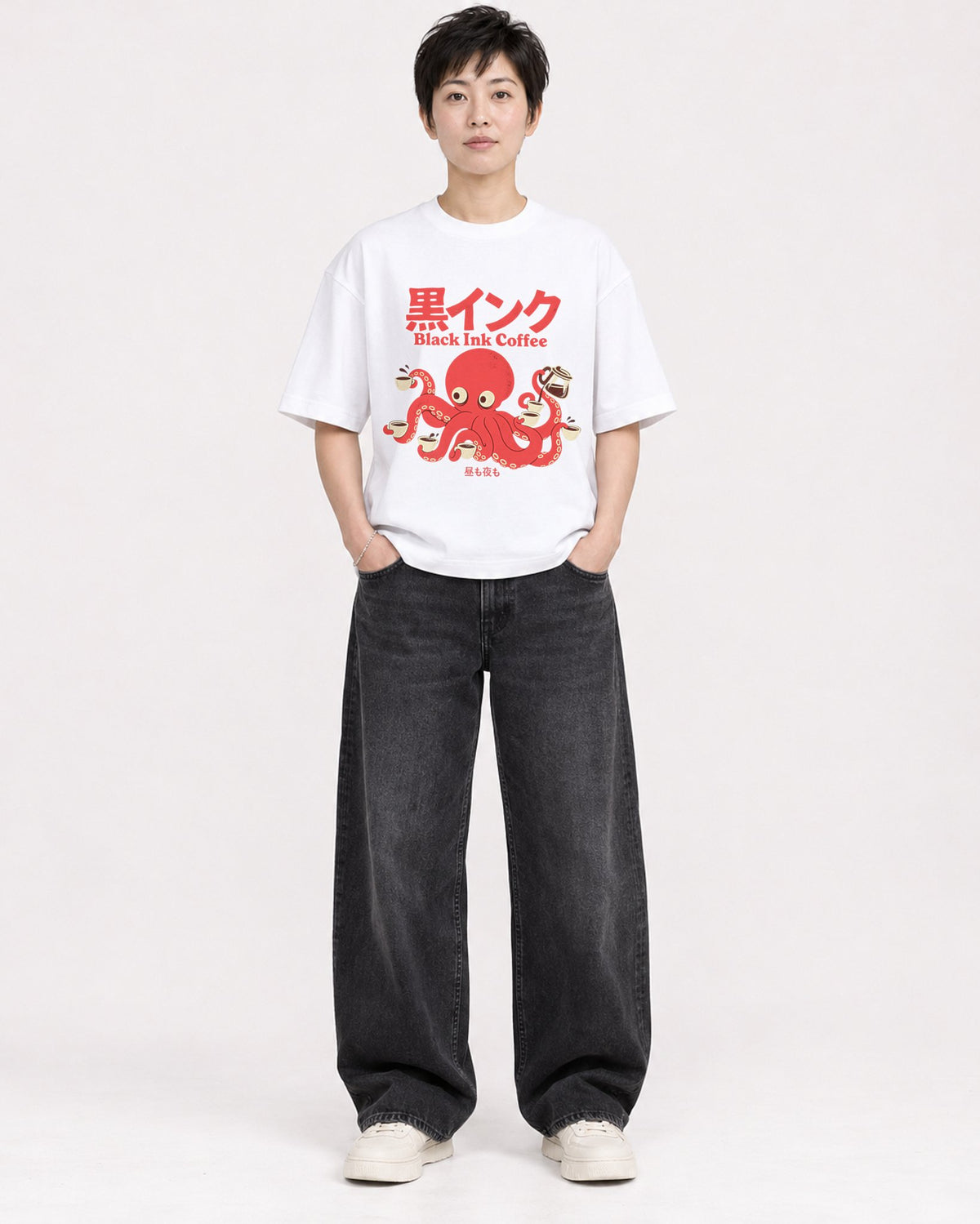 Mockup Boxy Heavyweight Tee White female full-body 23
