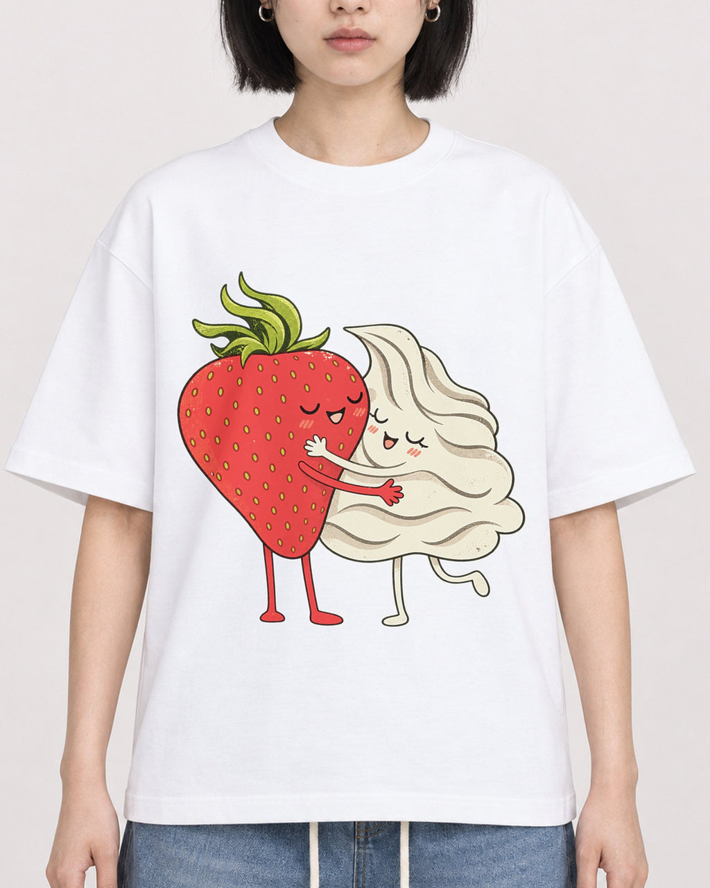 Mockup Boxy Heavyweight Tee White female close-up 11
