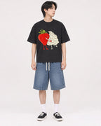 Mockup Boxy Heavyweight Tee Black male full-body 11