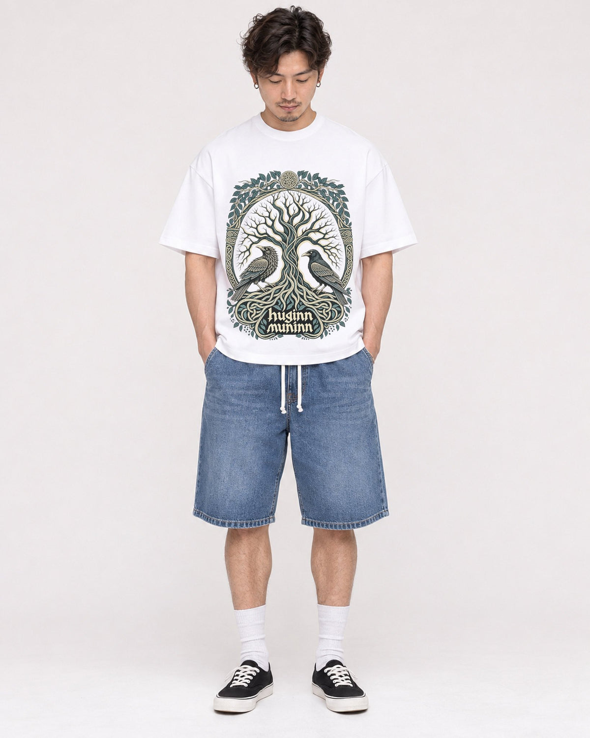 Mockup Boxy Heavyweight Tee White male full-body 03