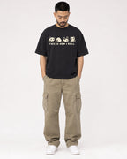 Mockup Boxy Heavyweight Tee Black male full-body 32