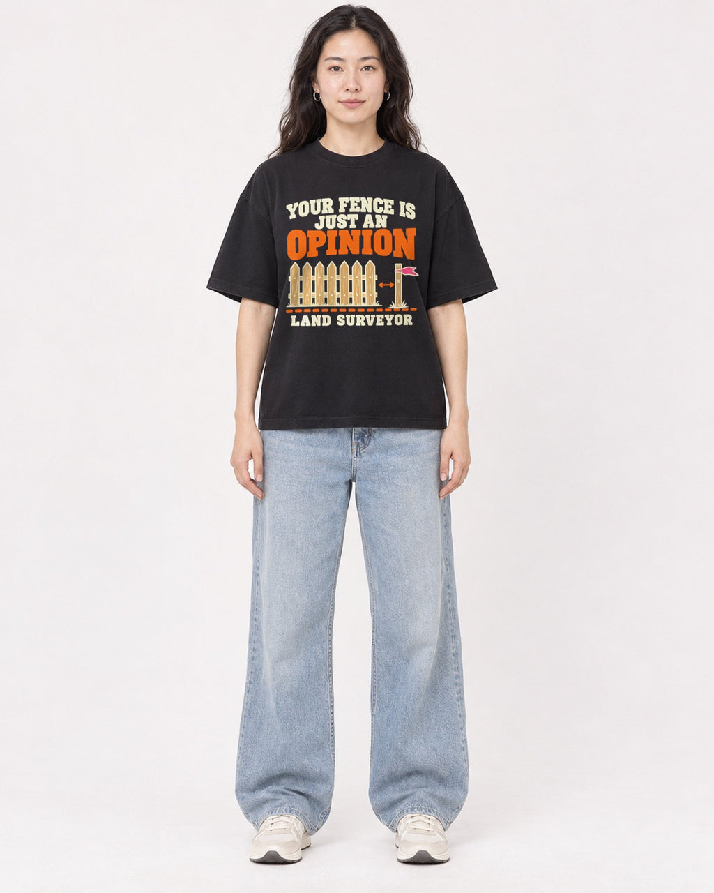 Mockup Boxy Heavyweight Tee Black female full-body 03